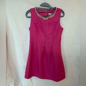 Shangnaxuan Fit Flare Sleeveless Pink Dress Pearl Beaded Neckline Size M